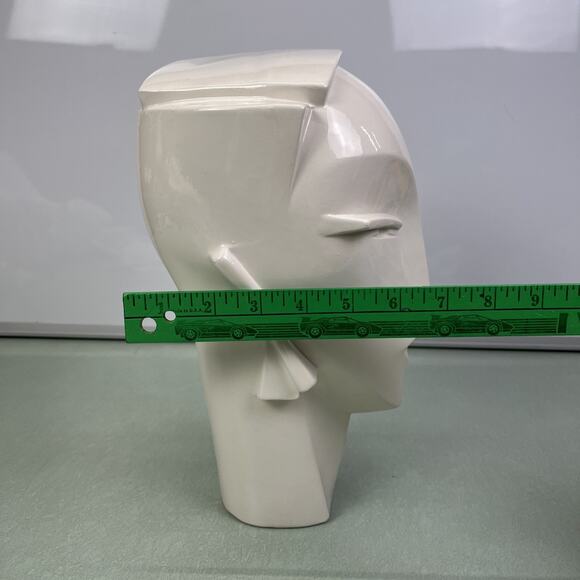 Vintage MCM Lindsey B Balkweill Style Art Deco White Ceramic Head Bust Sculpture - Picture 7 of 7